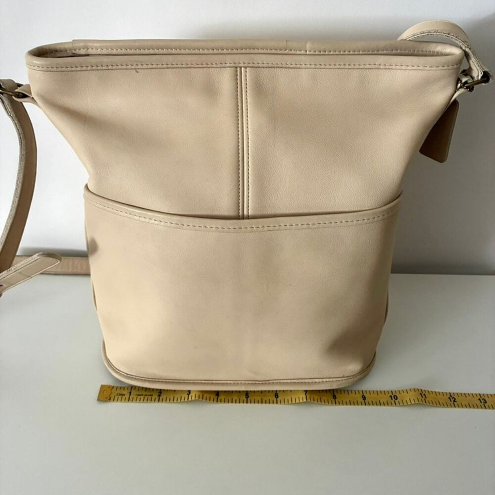 Vintage 1980s Bone Leather Coach Beekler Bucket Shoulder Bag - Picture 7 of 11